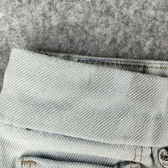 American Eagle Curvy Mom Jeans Womens 4R Light Wash Shark Bite Hem Stretch Denim - Picture 5 of 16